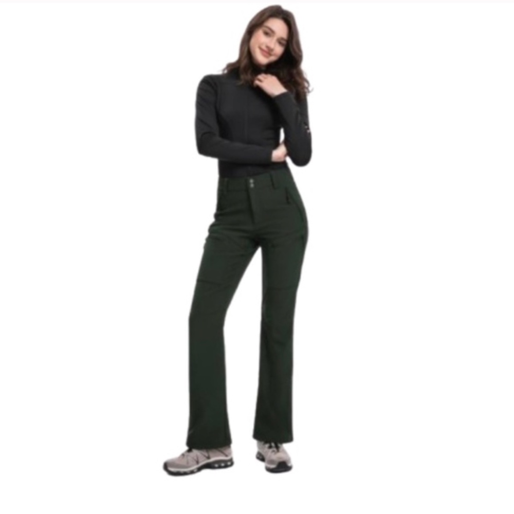 Ski fleece lined insulated Black Green ski pants skea snow snowboard